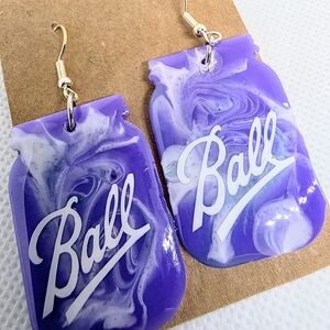 Purple and White Ball Earrings